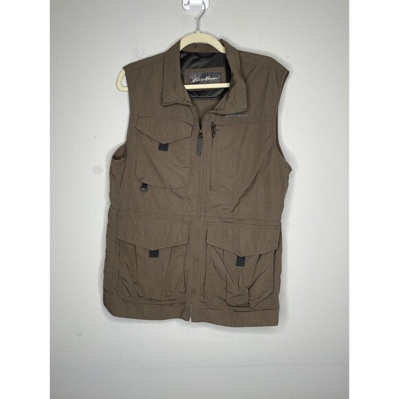 Eddie Bauer Vest Mens Medium Brown Travex Utility Fishing Travel Pockets Outdoor - Picture 1 of 7